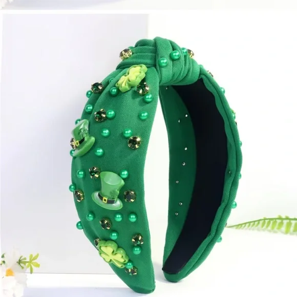 Green st pattys day Headband with Beads and Charms nwt - Picture 2 of 2